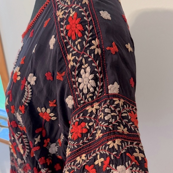 Johnny Was Navy Top with Red and White Embroidery - Picture 5 of 7